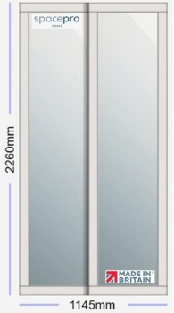 Spacepro Shaker 2 Door Kit - Dove Grey Frame | Mirror Glass H2260mm x W1145mm