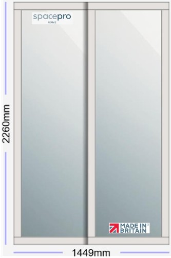Spacepro Shaker 2 Door Kit - Dove Grey Frame | Mirror Glass H2260mm x W1449mm