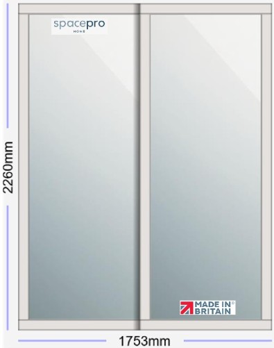 Spacepro Shaker 2 Door Kit - Dove Grey Frame | Mirror Glass H2260mm x W1753mm