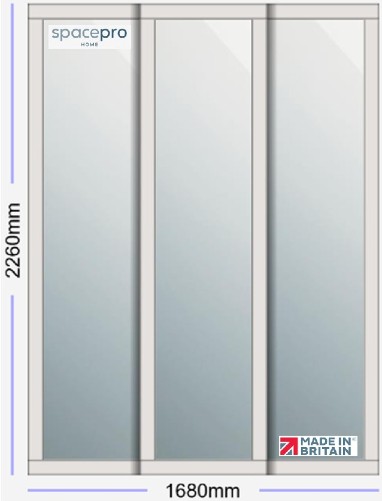 Spacepro Shaker 3 Door Kit - Dove Grey Frame | Mirror Panel H2260mm x W1680mm