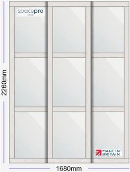 Spacepro Shaker 3 Door Kit - Dove Grey Frame | 3x Mirror 3 Panel H2260mm x W1680mm