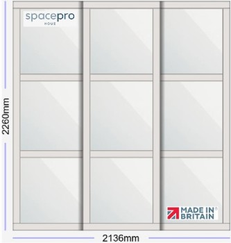 Spacepro Shaker 3 Door Kit - Dove Grey Frame | 3x Mirror 3 Panel H2260mm x W2136mm
