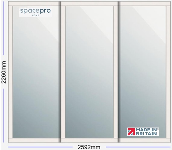 Spacepro Shaker 3 Door Kit - Cashmere Frame | 3x Mirror 1 Panel H2260mm x W2592mm