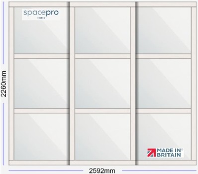 Spacepro Shaker 3 Door Kit - Cashmere Frame | 3x Mirror 3 Panel H2260mm x W2592mm