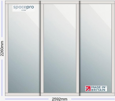 Spacepro Shaker 3 Door Kit - Dove Grey Frame | 3x Mirror 1 Panel H2260mm x W2592mm