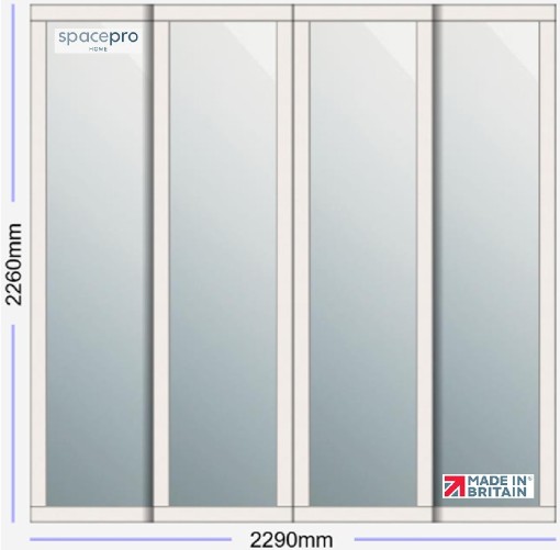 Spacepro Shaker 4 Door Kit - Cashmere Frame | Mirror Panel H2260mm x W2290mm