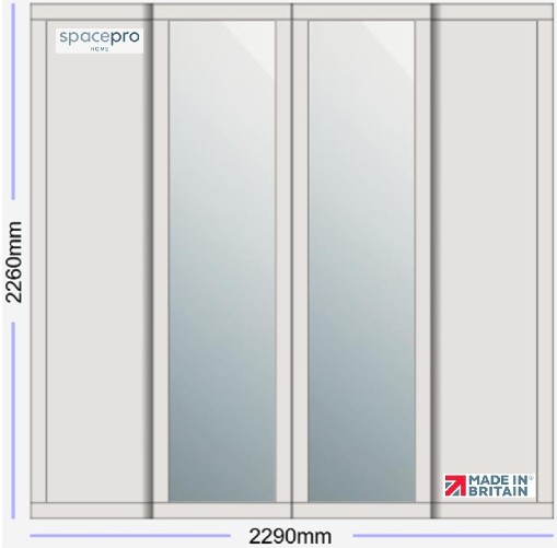Spacepro Shaker 4 Door Kit - Dove Grey Frame | 2x Dove Grey 1 Panel | 2x Mirror 1 Panel H2260mm x W2290mm