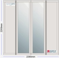 Spacepro Shaker 4 Door Kit - Dove Grey Frame | 2x Dove Grey 1 Panel | 2x Mirror 1 Panel H2260mm x W2290mm