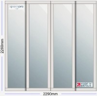 Spacepro Shaker 4 Door Kit - Dove Grey Frame | Mirror Panel H2260mm x W2290mm