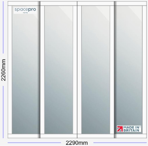 Spacepro Shaker 4 Door Kit - White Frame | Mirror Panel H2260mm x W2290mm