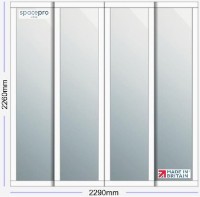 Spacepro Shaker 4 Door Kit - White Frame | Mirror Panel H2260mm x W2290mm