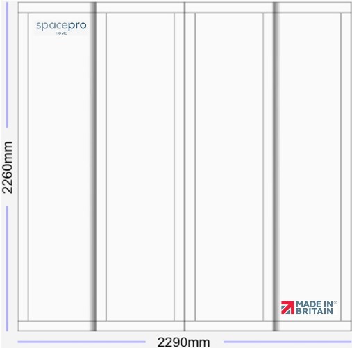 Spacepro Shaker 4 Door Kit - White Frame | 4x White 1 Panel H2260mm x W2290mm