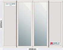 Spacepro Shaker 4 Door Kit - Cashmere Frame | 2x Cashmere 1 Panel | 2x Mirror 1 Panel H2260mm x W2898mm