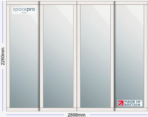 Spacepro Shaker 4 Door Kit - Cashmere Frame | Mirror Panel H2260mm x W2898mm