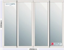 Spacepro Shaker 4 Door Kit - Cashmere Frame | Mirror Panel H2260mm x W2898mm