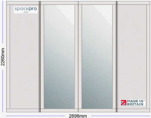 Spacepro Shaker 4 Door Kit - Dove Grey Frame | 2x Dove Grey 1 Panel | 2x Mirror 1 Panel H2260mm x W2898mm
