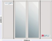 Spacepro Shaker 4 Door Kit - Dove Grey Frame | 2x Dove Grey 1 Panel | 2x Mirror 1 Panel H2260mm x W2898mm