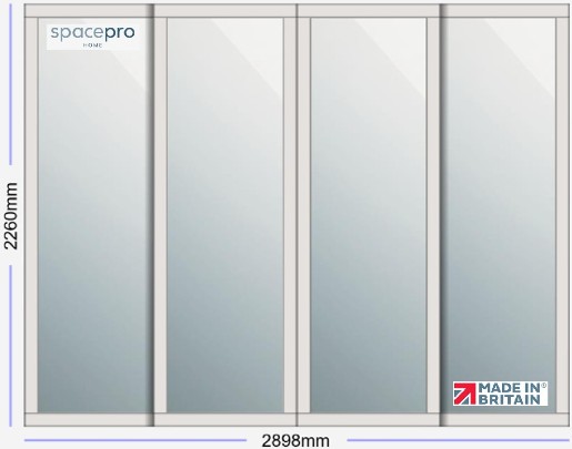Spacepro Shaker 4 Door Kit - Dove Grey Frame | Mirror Panel H2260mm x W2898mm