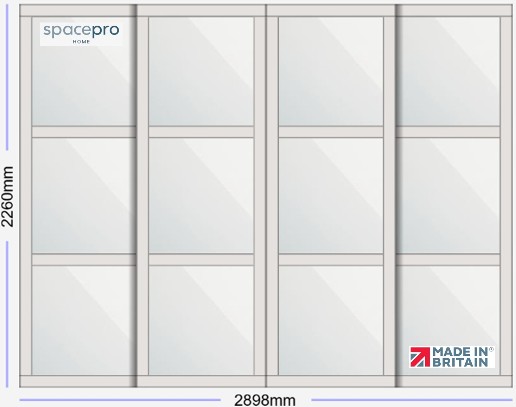 Spacepro Shaker 4 Door Kit - Dove Grey Frame | 4x Mirror 3 Panel H2260mm x W2898mm