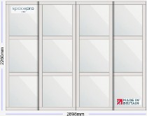 Spacepro Shaker 4 Door Kit - Dove Grey Frame | 4x Mirror 3 Panel H2260mm x W2898mm