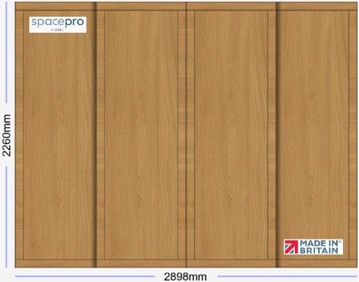 Spacepro Shaker 4 Door Kit - Oak Frame | 4x Oak 1 Panel H2260mm x W2898mm