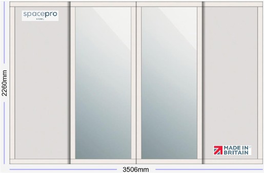 Spacepro Shaker 4 Door Kit - Cashmere Frame | 2x Cashmere 1 Panel | 2x Mirror 1 Panel H2260mm x W3506mm