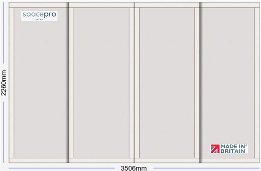 Spacepro Shaker 4 Door Kit - Cashmere Frame | 4x Cashmere 1 Panel H2260mm x W3506mm