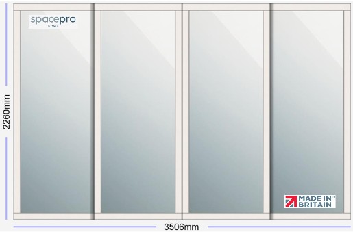 Spacepro Shaker 4 Door Kit - Dove Grey Frame | 4x Mirror 1 Panel H2260mm x W3506mm