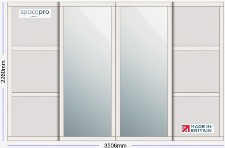 Spacepro Shaker 4 Door Kit - Cashmere Frame | 2x Cashmere 3 Panel | 2x Mirror 1 Panel H2260mm x W3506mm