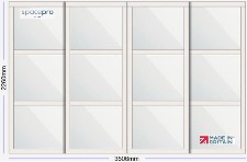 Spacepro Shaker 4 Door Kit - Cashmere Frame | 4x Mirror 3 Panel H2260mm x W3506mm