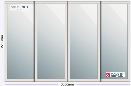 Spacepro Shaker 4 Door Kit - Cashmere Frame | 4x Mirror 1 Panel H2260mm x W3506mm
