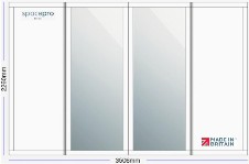 Spacepro Shaker 4 Door Kit - White Frame | 2x White 1 Panel | 2x Mirror 1 Panel H2260mm x W3506mm