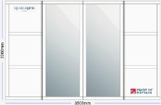 Spacepro Shaker 4 Door Kit - White Frame | 2x White 3 Panel | 2x Mirror 1 Panel H2260mm x W3506mm