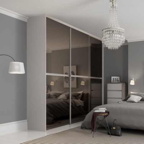 3 Door custom sized minimalist sliding wardrobes for opening widths between: 1600mm - 3550mm